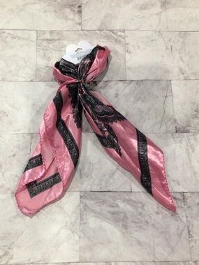 Pink Paisley Satin Neck Scarf - with scarf ring